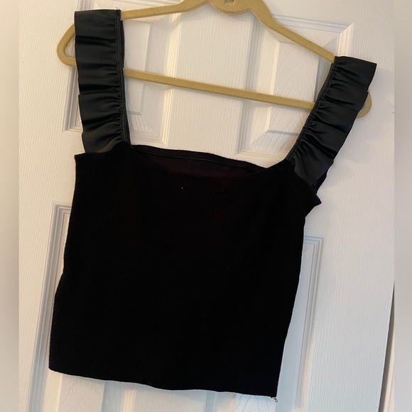 Zara black leather tank top - Picture 2 of 4